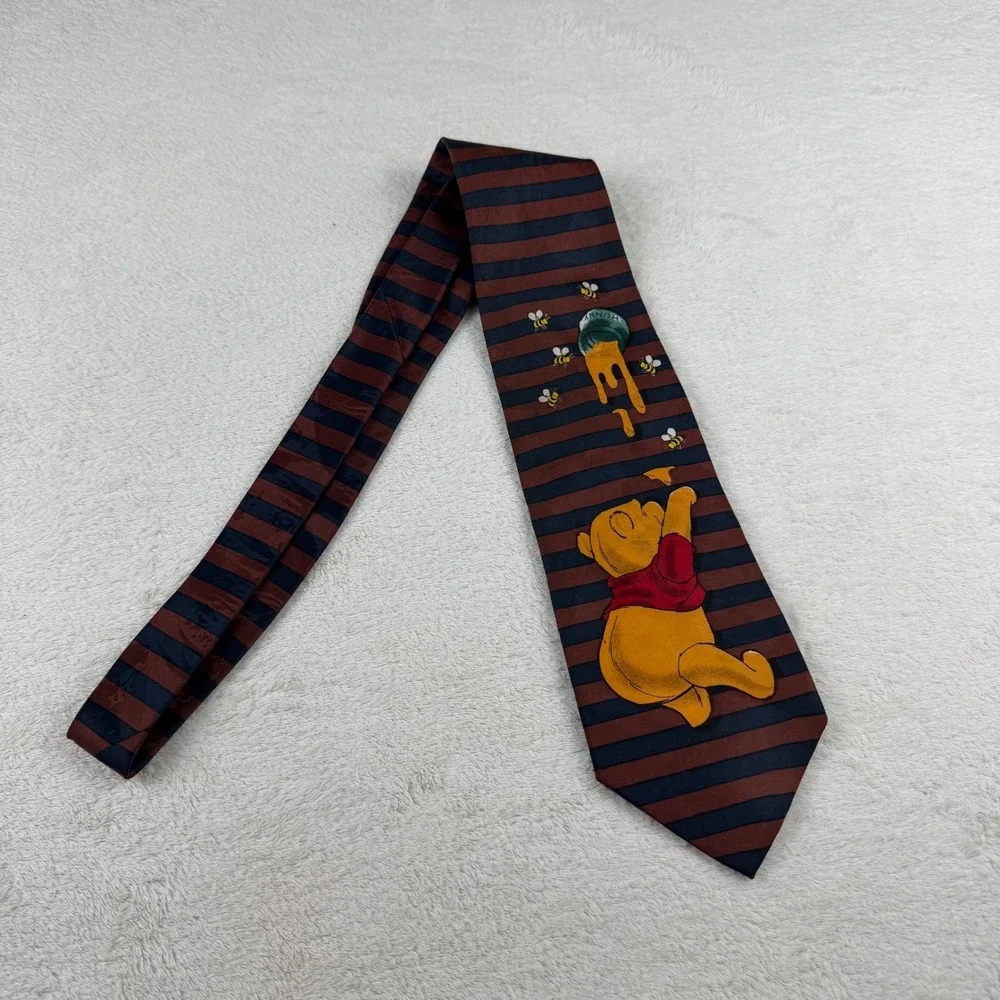 Disney Winnie‎ the Pooh Honey Bees Striped Necktie Men's Polyester 60 in